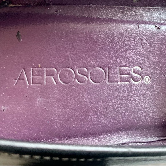 🆓 VTG Aerosoles Chunky Black Leather Loafers 8 - Picture 7 of 9